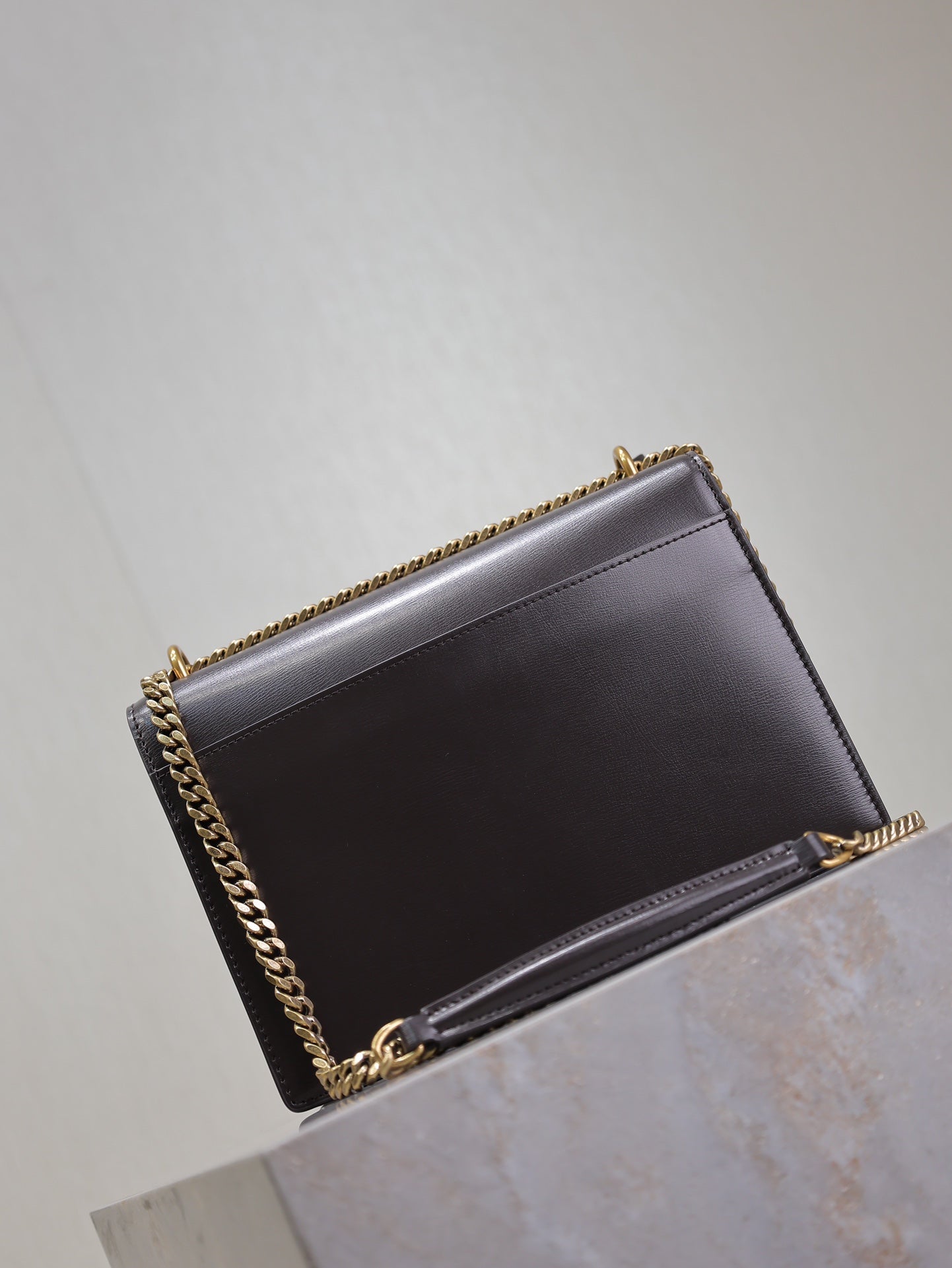 YSL 25S SUNSET BAG 22 IN DARK PURPLE CALFSKIN GOLD HARDWRE